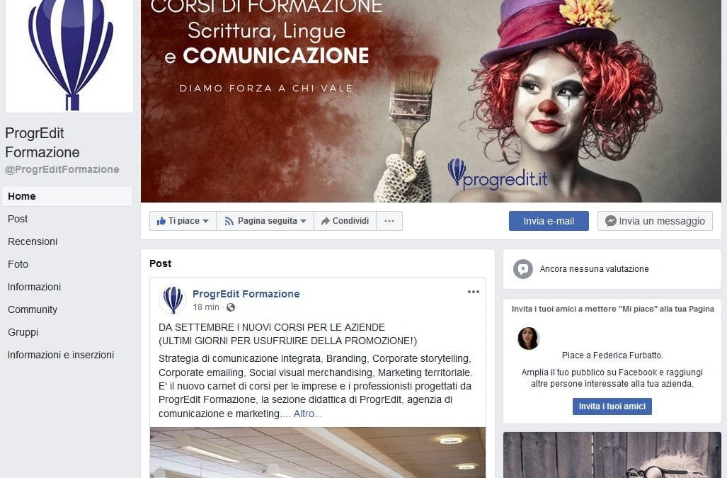 UNA NUOVA PAGINA FACEBOOK PER I NOSTRI CORSI DI FORMAZIONE